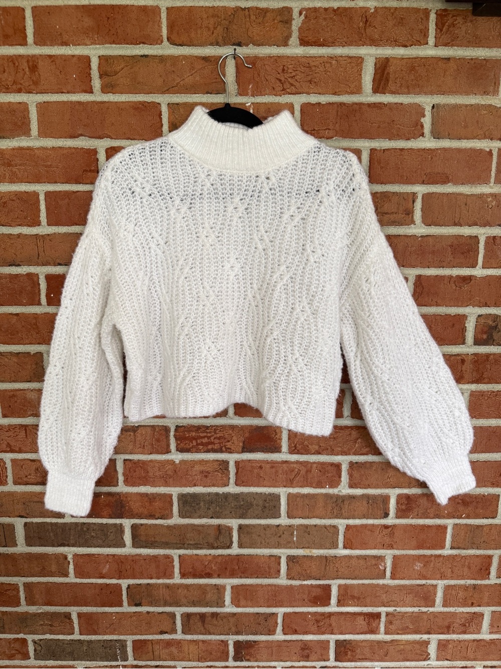 Chelsea & Violet Cream Cable-Knit Mock Neck Sweater